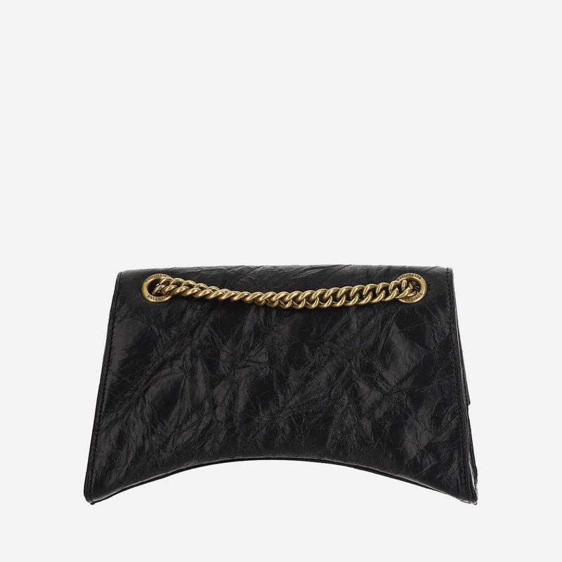 Balenciaga Hourglass Shoulder Bag — Black Calfskin