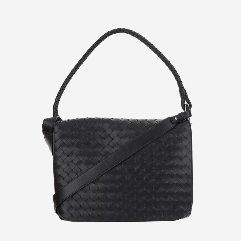 Bottega Veneta Swing Shoulder Bag — Black Leather