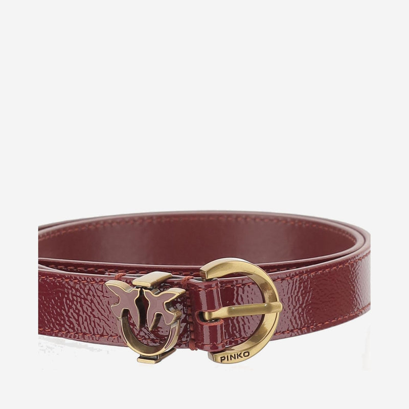 Pinko Logo Leather Belt — Red