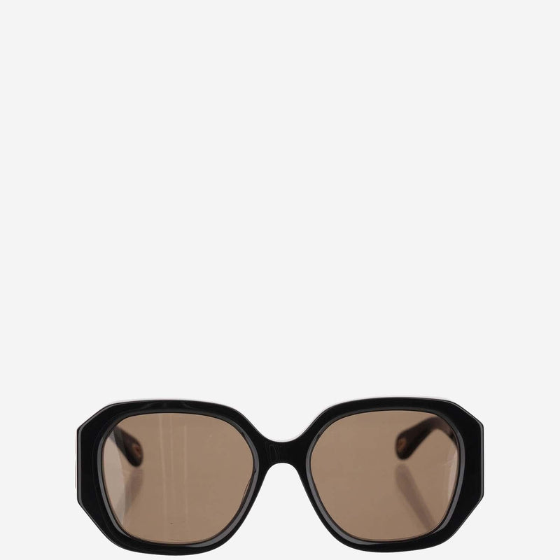 Chloé Ch0236s Logo Rectangular Sunglasses — Black Recycled Acetate
