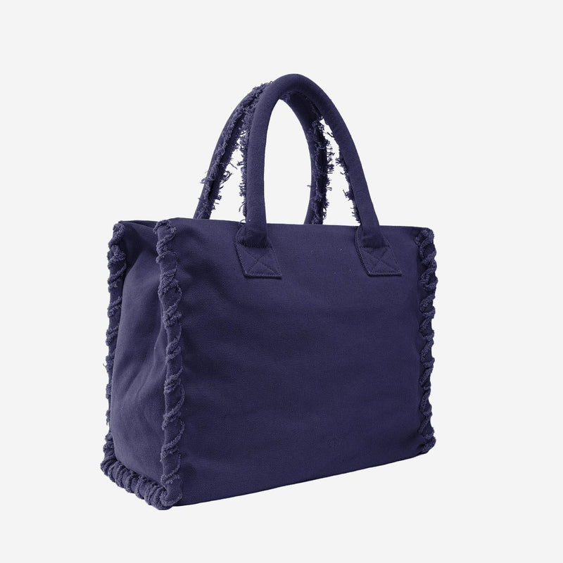 Pinko Logo-Embroidered Cotton Tote Bag — Purple