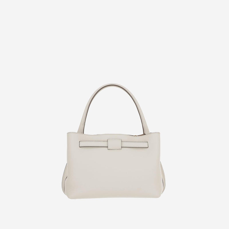 Tods Textured Calfskin Top Handle Bag — White
