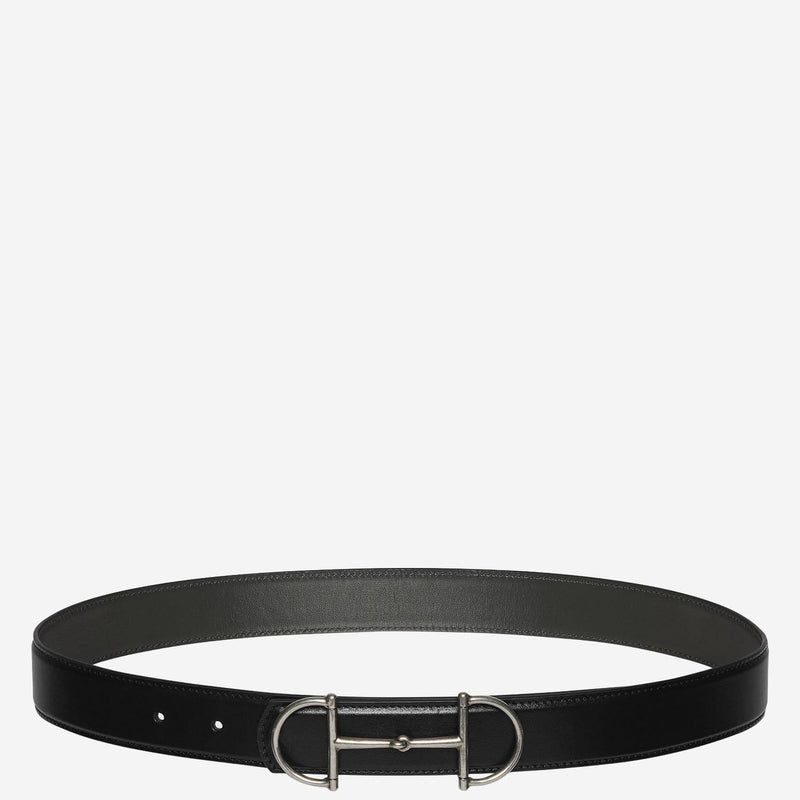 Gucci Reversible Leather With Clasp Belt — Black Calfskin