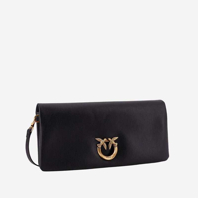 Pinko Love Bag Click Clutch — Black Leather