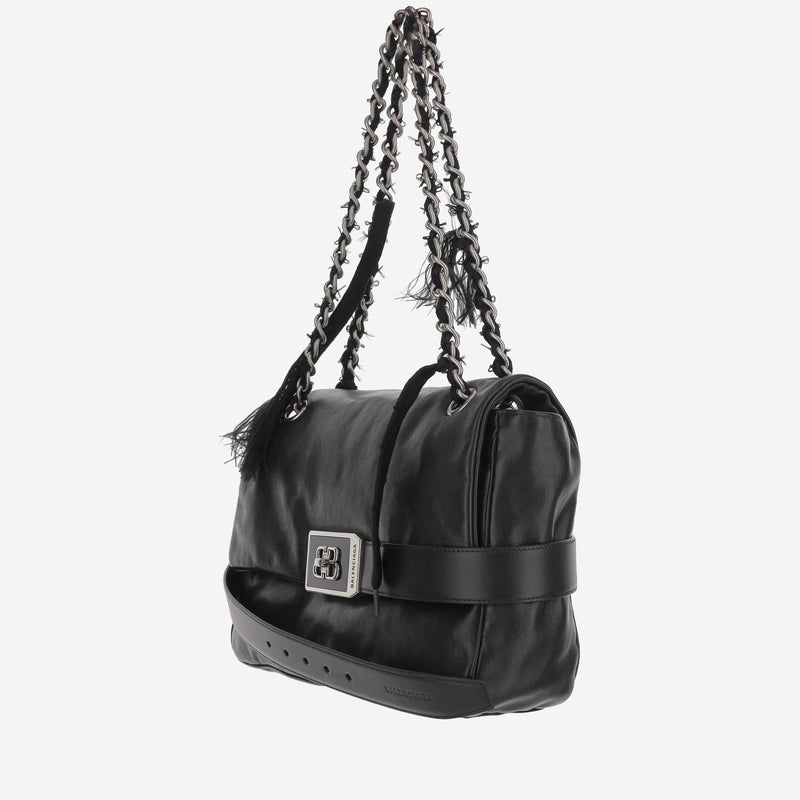 Balenciaga Modu Shoulder Bag — Black Leather