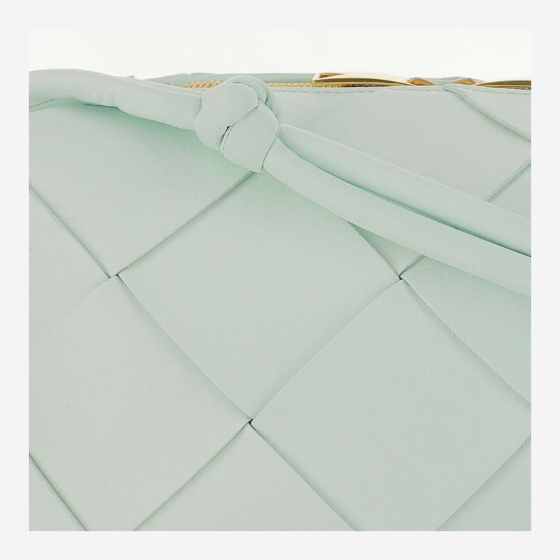 Bottega Veneta Small Cassette Shoulder Bag — Green Lambskin