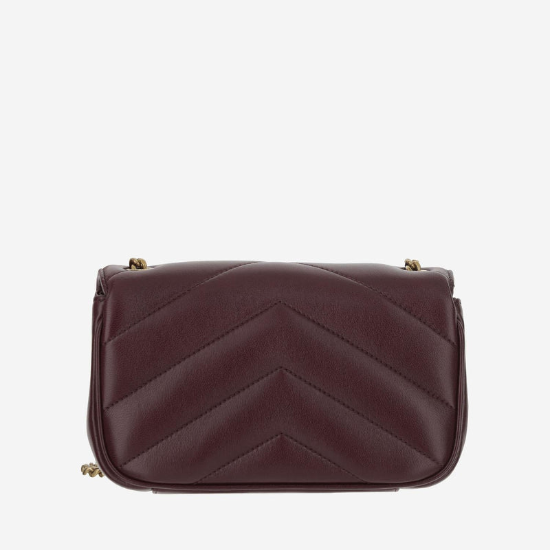 Saint Laurent Loulou Mini Shoulder Bag — Burgundy Lambskin