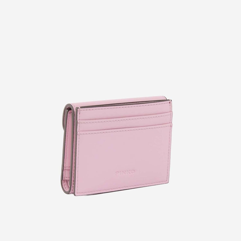 Pinko Leather With Logo Lettering Wallet — Pink