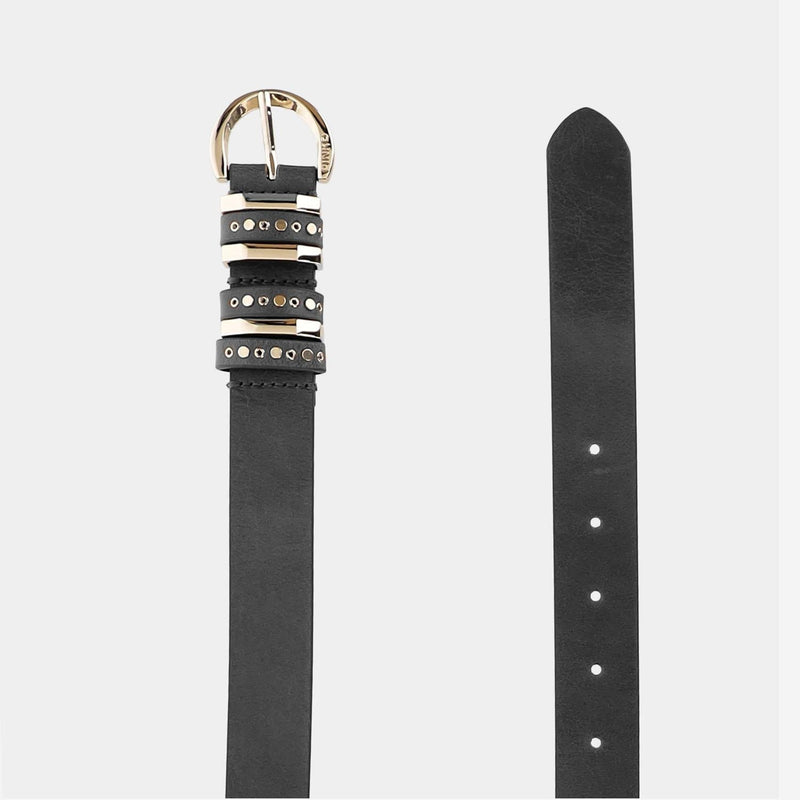 Pinko Studded Leather Belt — Black