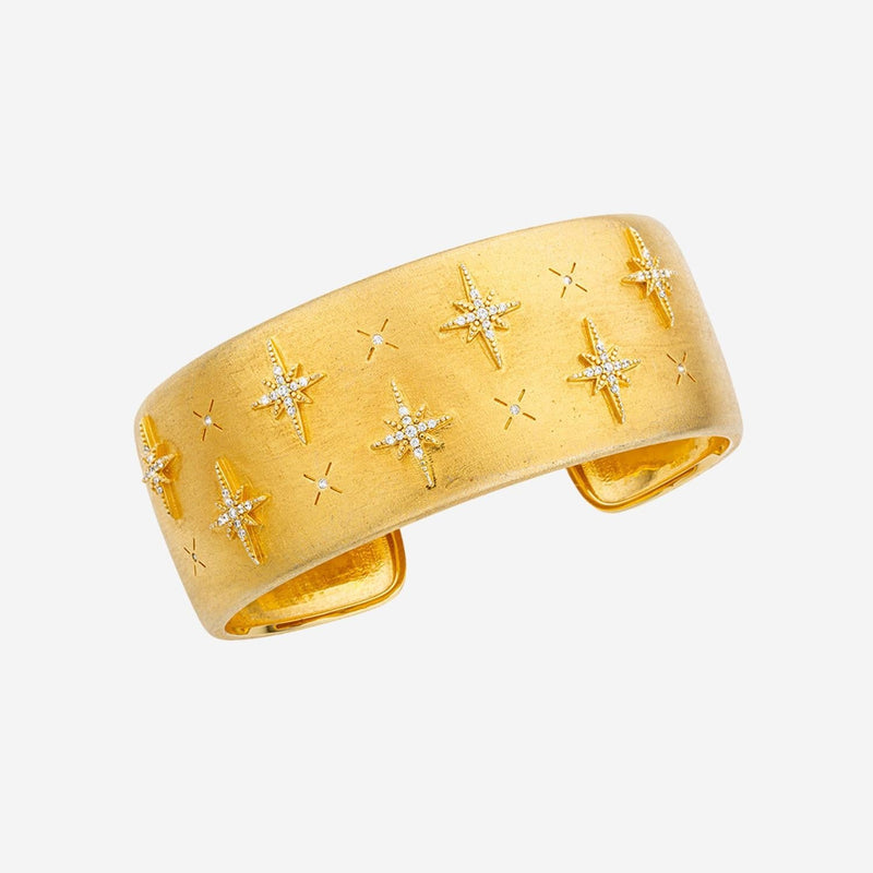 Mya Bay Crystal-Embellished Cuff Bracelet — Gold Brass Bracelets