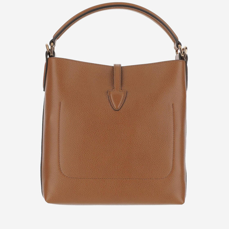 Tods T-Flap Leather Shoulder Bag — Brown Calf