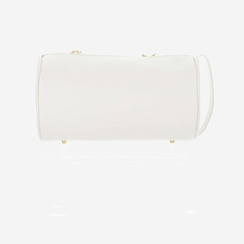 Patou Eco Leather Barrel Shoulder Bag — White Polyurethane