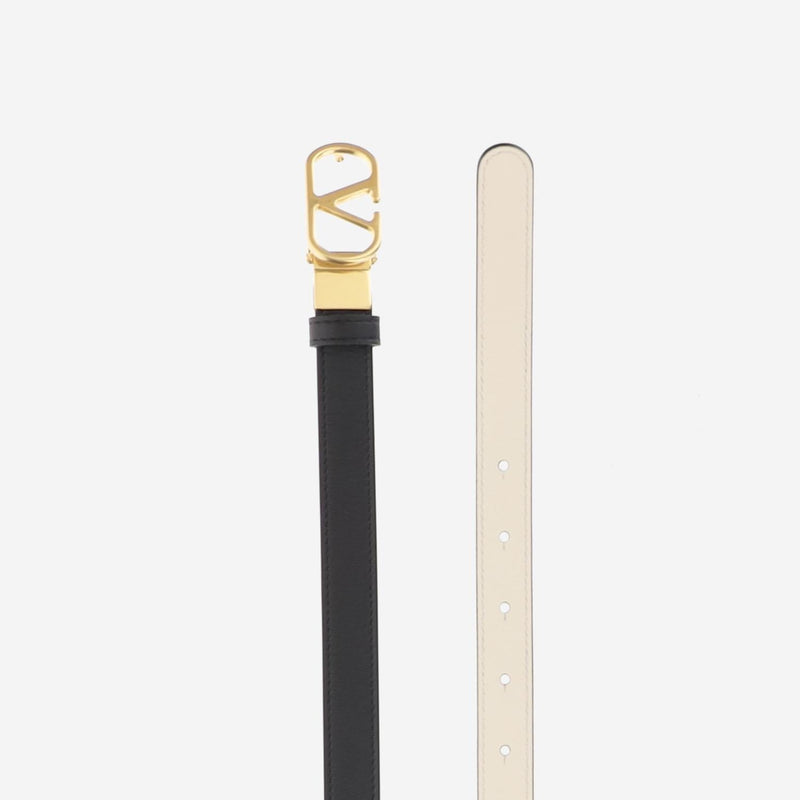 Valentino Garavani Vlogo Signature Belt — Black Leather