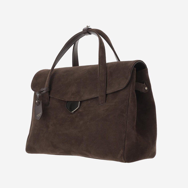 Franzi Milano Virginia Top Handle Bag — Brown Calfskin Leather