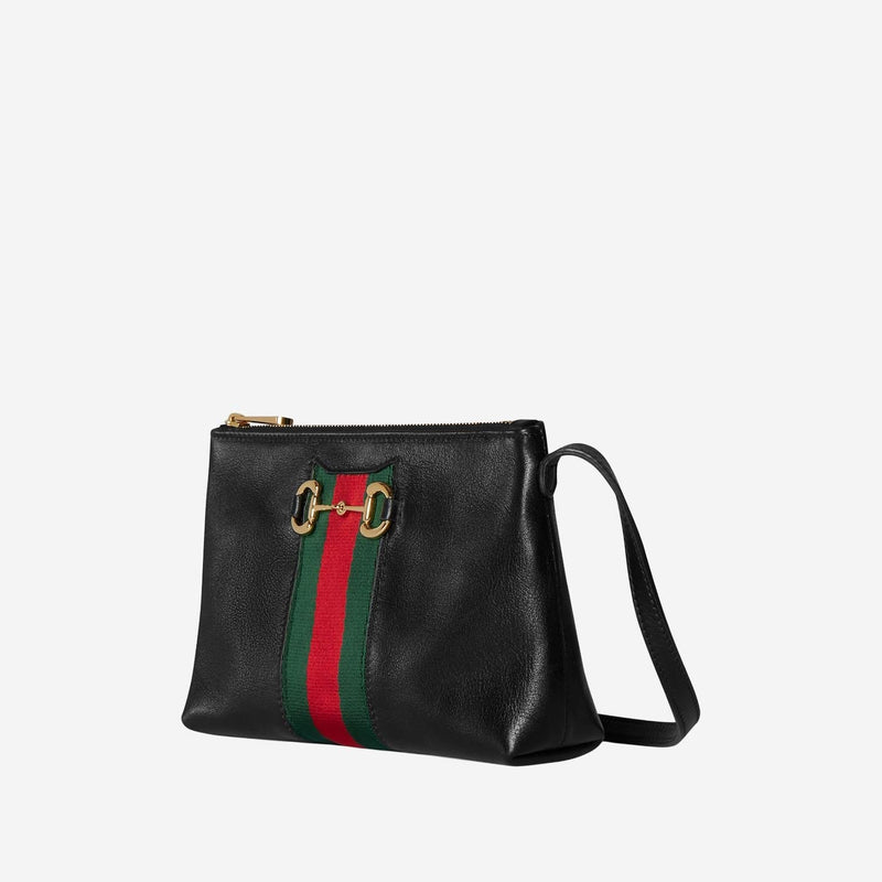 Gucci Horsebit Shoulder Bag — Black Leather