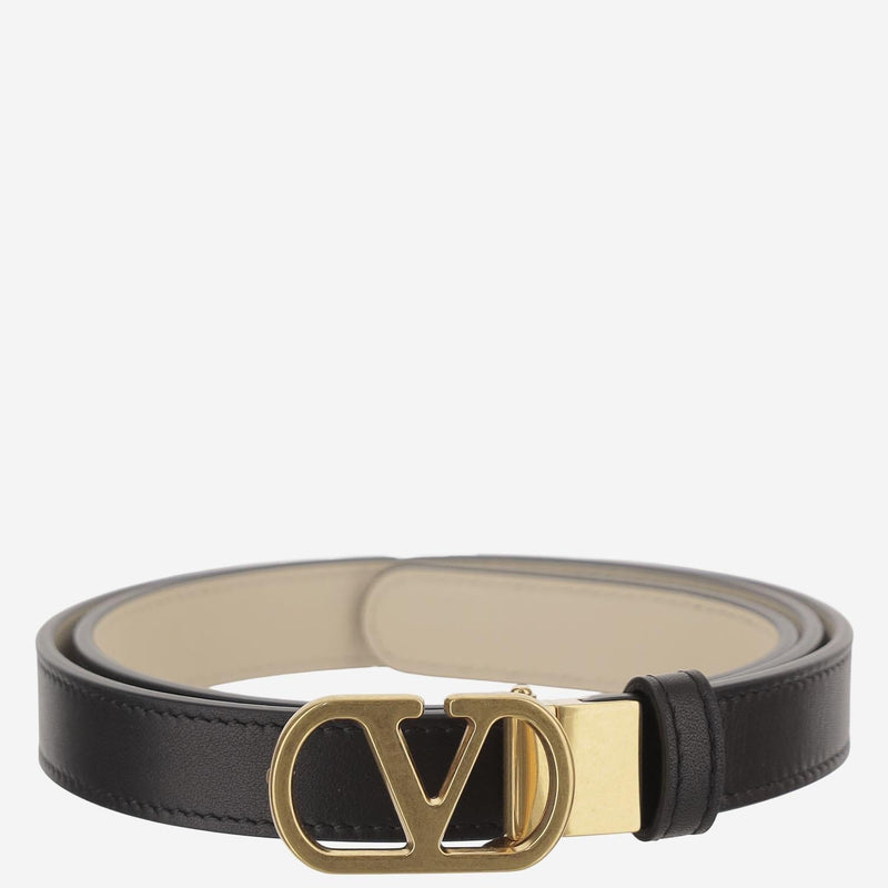 Valentino Garavani Vlogo Signature Belt — Black Leather