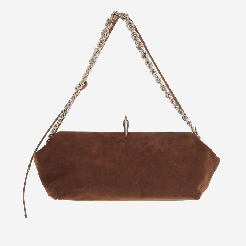 Benedetta Bruzziches Sophia Shoulder Bag — Brown Suede Leather