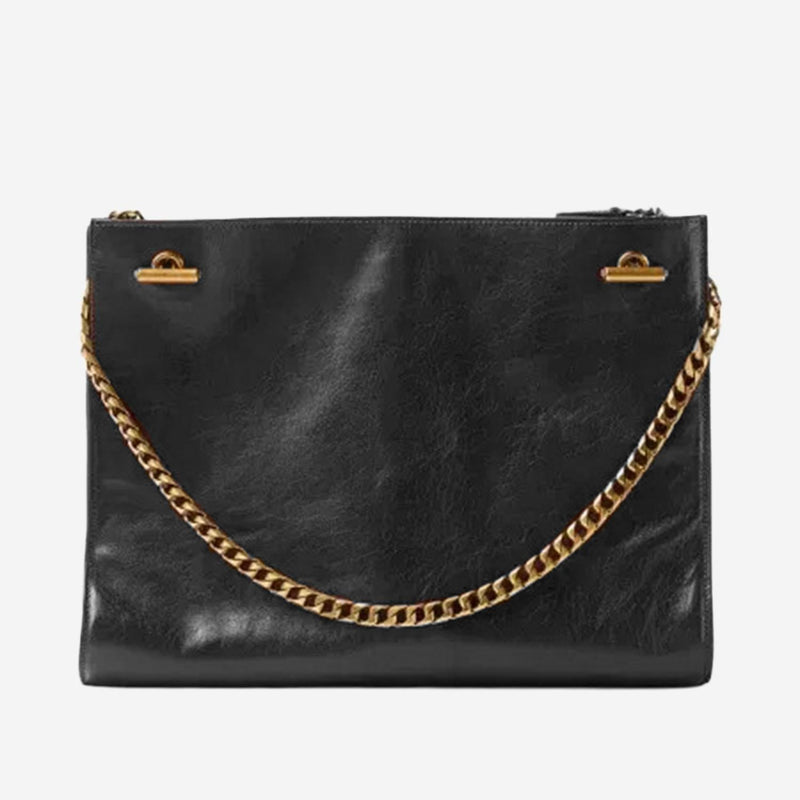 Versace Cabine Shoulder Bag — Black Leather