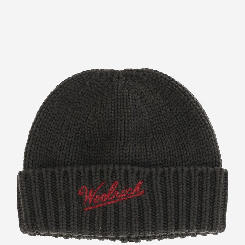 Woolrich Cfwoac0288mruf0428 Virgin Wool Ribbed Beanie — Green Beanies