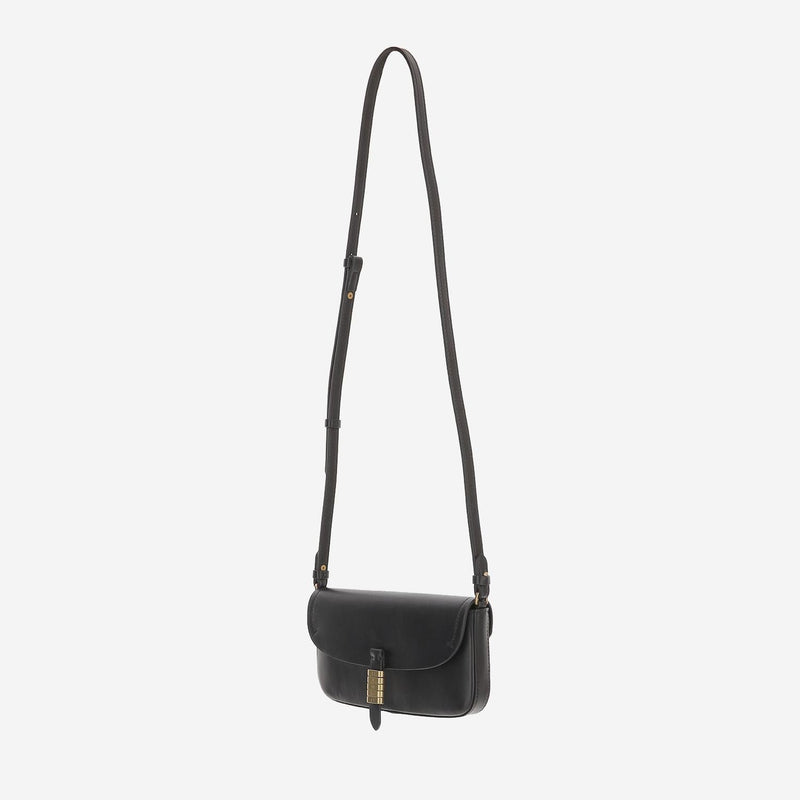 Pinko Saddle Leather Shoulder Bag — Black