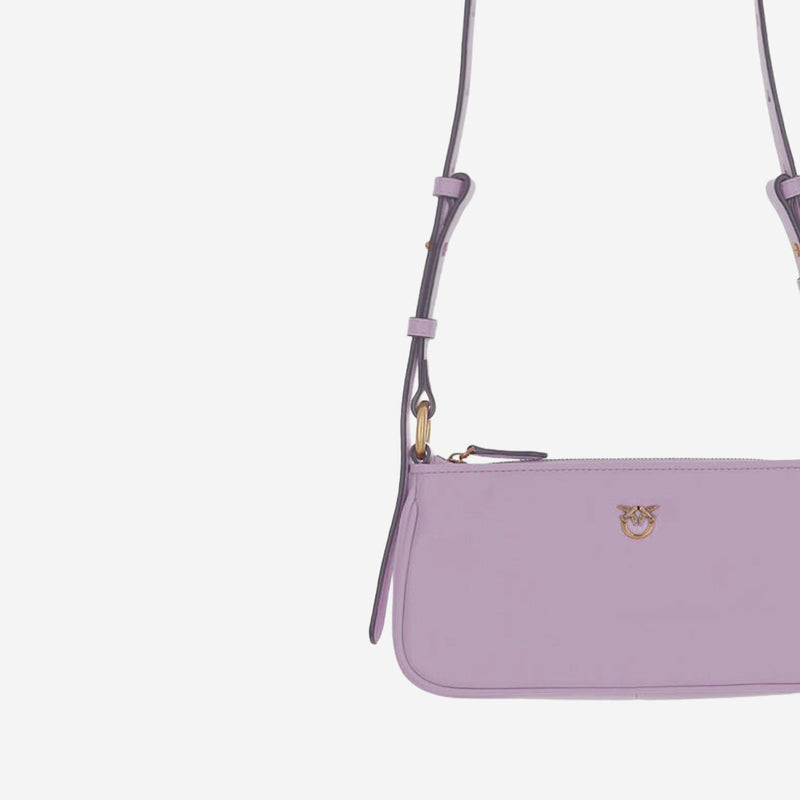 Pinko Half Moon Baguette Mini Bag — Purple Leather