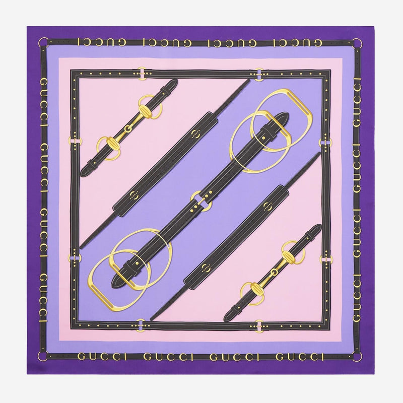 Gucci Equestrian-Print Silk Twill Scarf — Multicolor Fabric Scarfs
