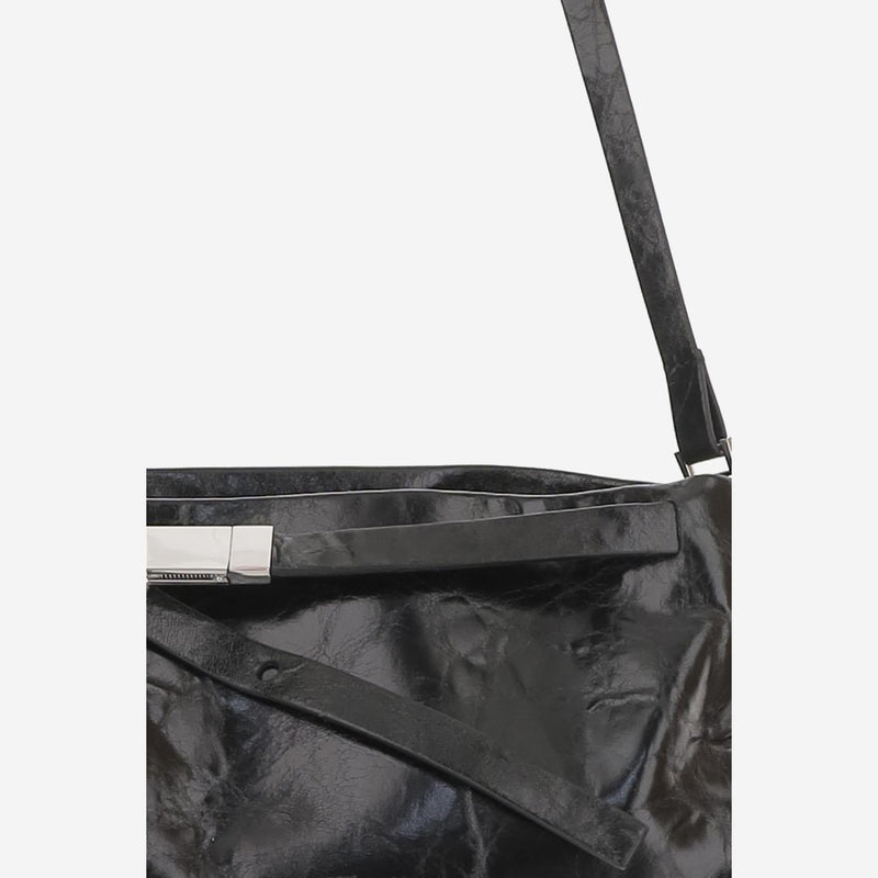 Benedetta Bruzziches Glossy Calfskin Shoulder Bag — Black Leather