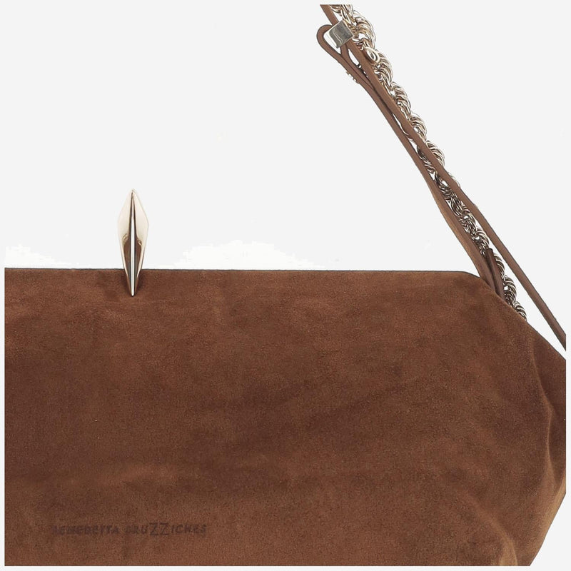 Benedetta Bruzziches Sophia Shoulder Bag — Brown Suede Leather