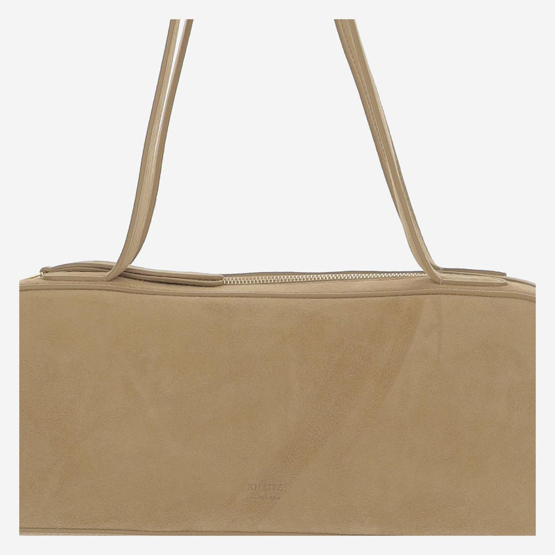 Khaite Simona Shoulder Bag — Beige Kid Leather (suede)