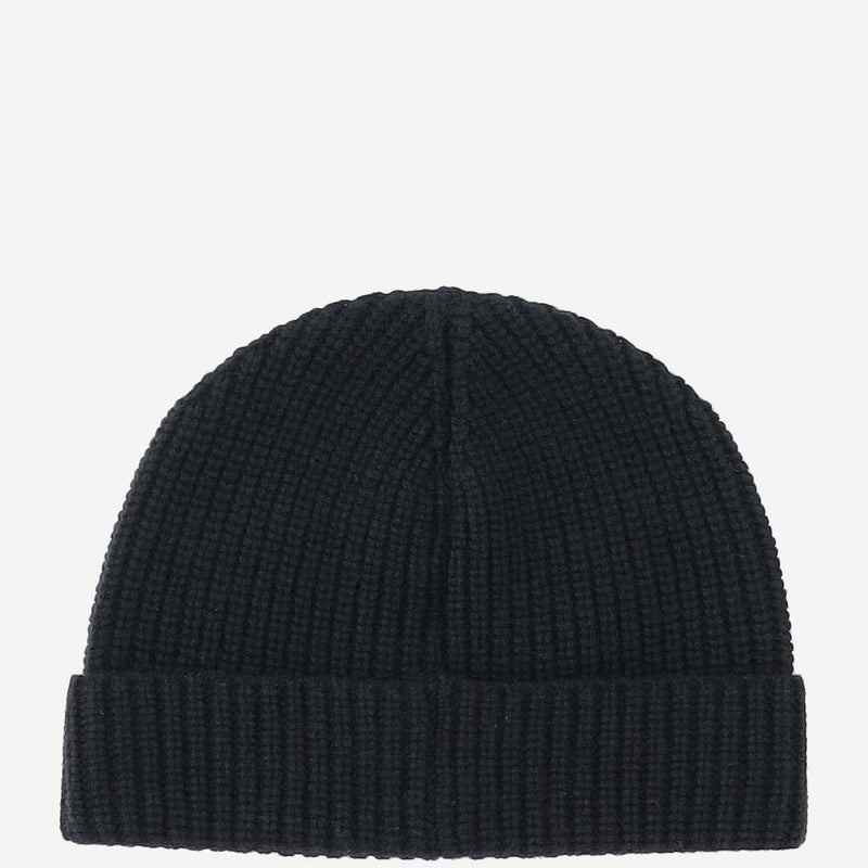 Valentino Garavani 7y2hb02g Virgin Wool Ribbed Beanie — Black Beanies