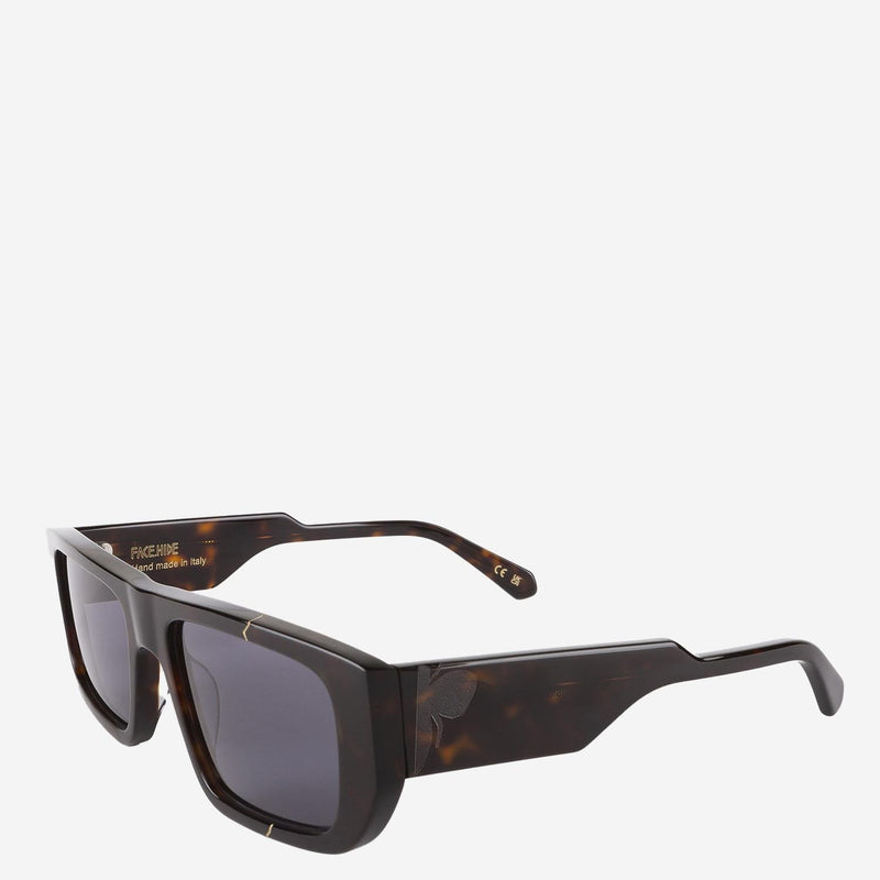 Face Hide Brokenvsion Logo-Embellished Acetate Sunglasses — Brown