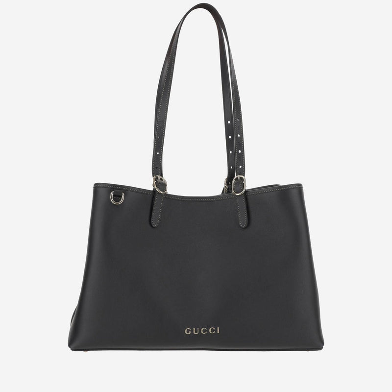 Gucci Gg Emblem Leather Shoulder Bag — Black