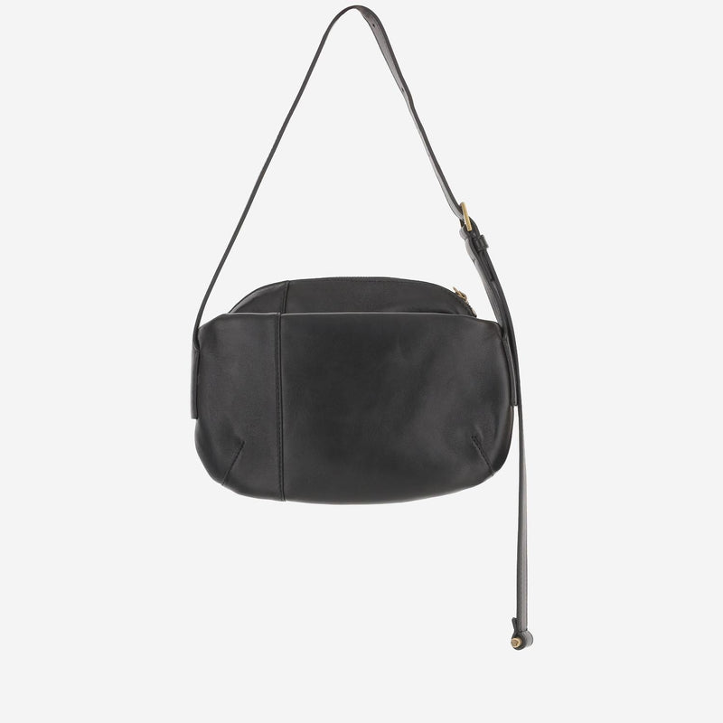 Versace Embossed Medusa Logo Shoulder Bag — Black Leather