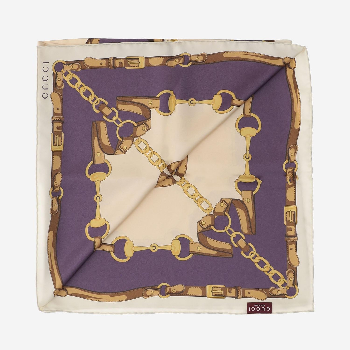 Gucci Silk Twill Printed Scarf — Purple Scarfs