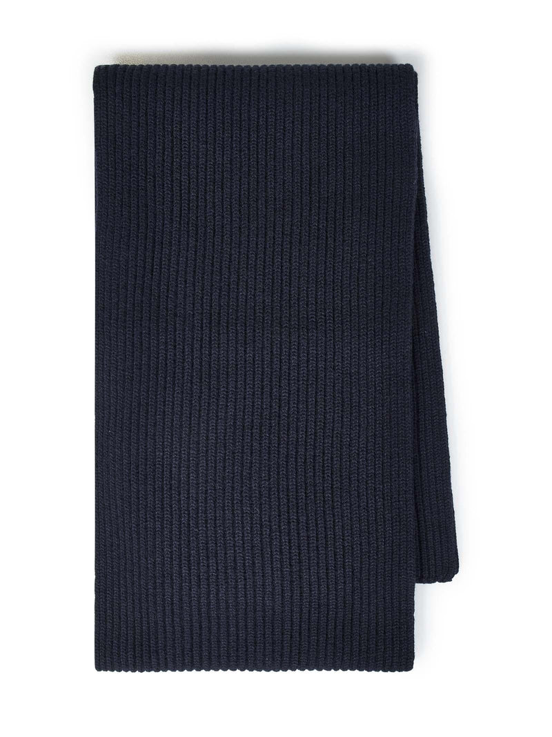 Dolce & Gabbana Ribbed Knit Wool Scarf — Navy Scarfs