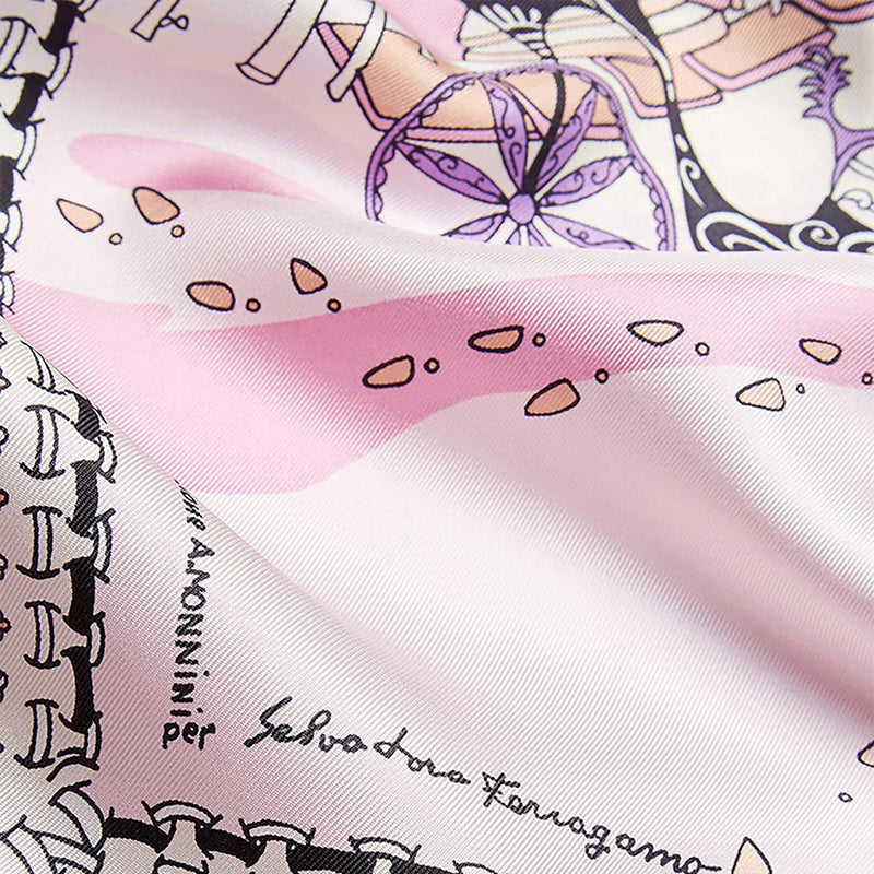 Ferragamo Voyage-Print Silk Scarf — Pink Scarfs