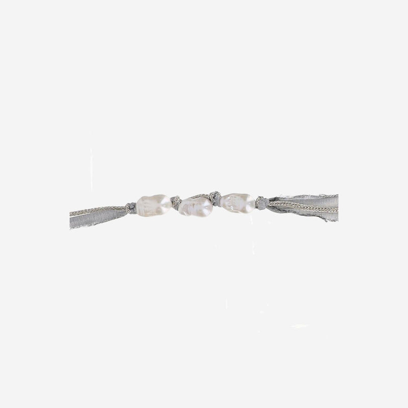 Mela Silk With Pearls Bracelet — Multicolor Natural Fibre Bracelets