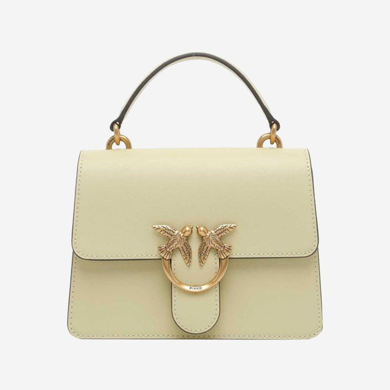 Pinko Calfskin Leather Shoulder Bag — Yellow