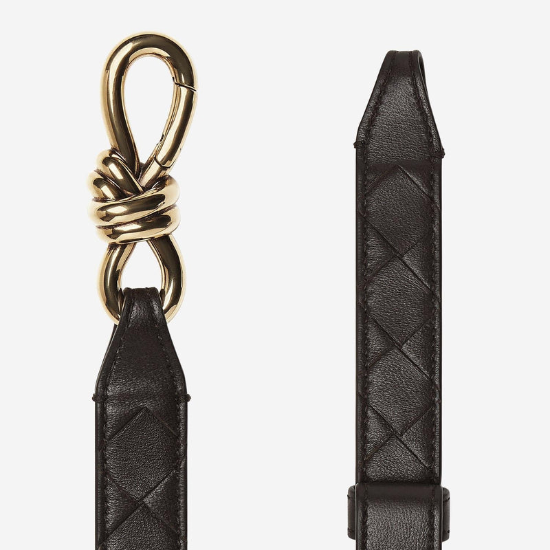 Bottega Veneta Golden Knot Buckle Belt — Brown Leather