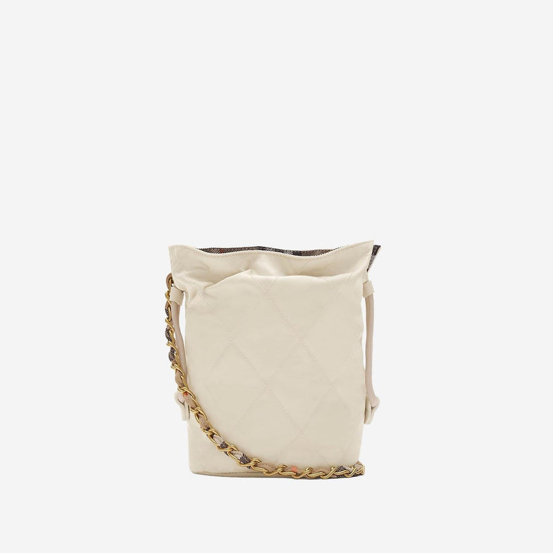 Burberry Quilted Nylon Reversible Shoulder Bag — White Polyamide
