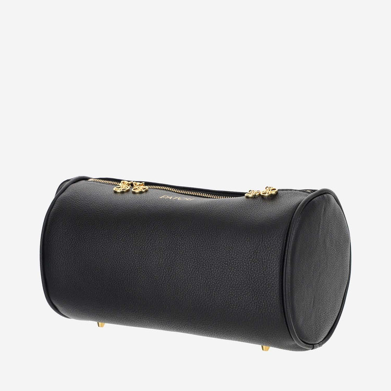 Patou Eco Leather Barrel Crossbody Bag — Black Polyurethane