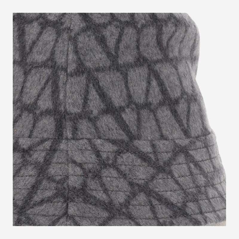 Valentino Garavani Whga65mpf Toile Iconographe Wool Bucket Hat — Gray Lana