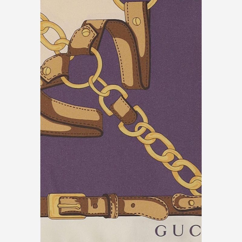 Gucci Silk Twill Printed Scarf — Purple Scarfs