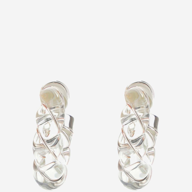Bottega Veneta Twist Earrings — Silver Glass