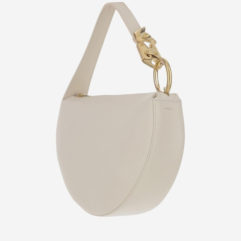 Burberry Knight Arc Shoulder Bag — White Calf Grain Leather