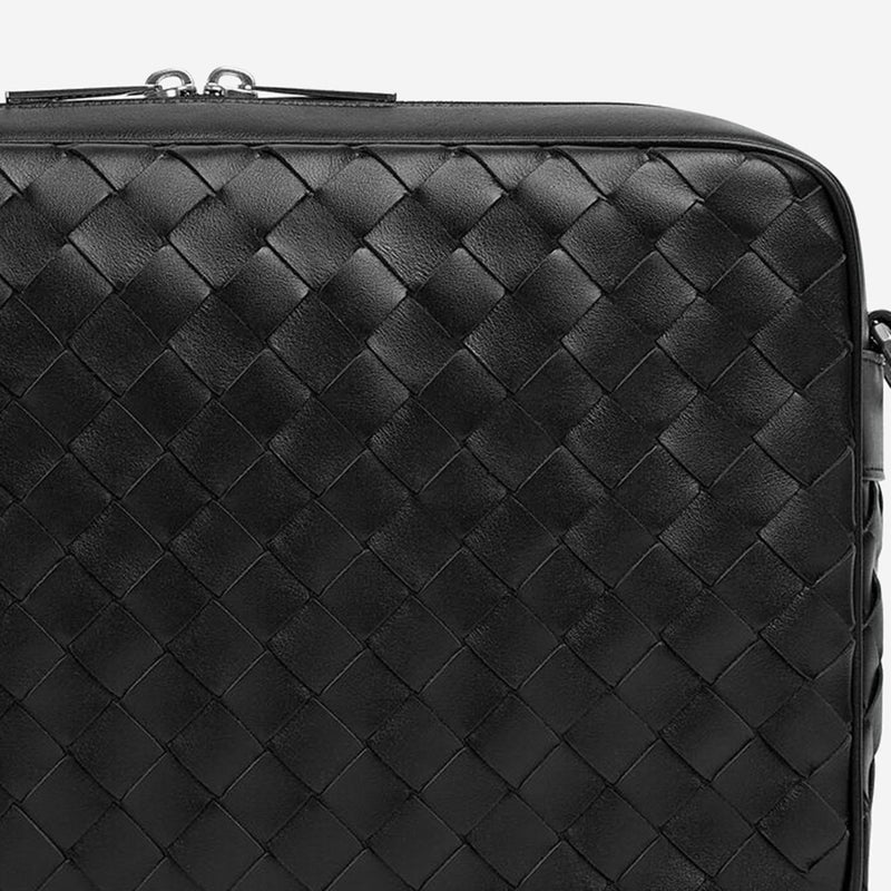 Bottega Veneta Intrecciato Woven Calf Skin Crossbody Bag — Black