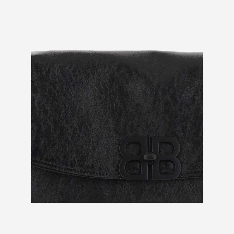 Balenciaga Calfskin Flap Shoulder Bag — Black