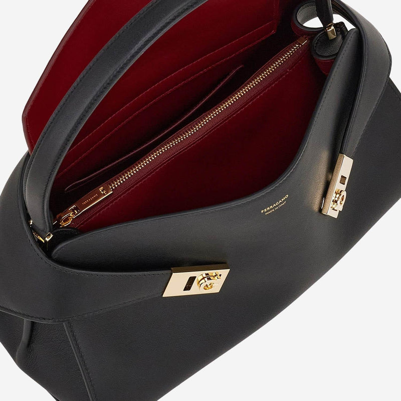 Ferragamo Hug Shoulder Bag — Black Leather