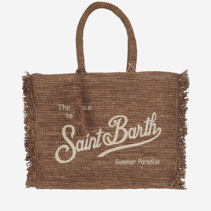 Mc2 Saint Barth Woven Raffia Shoulder Bag — Brown