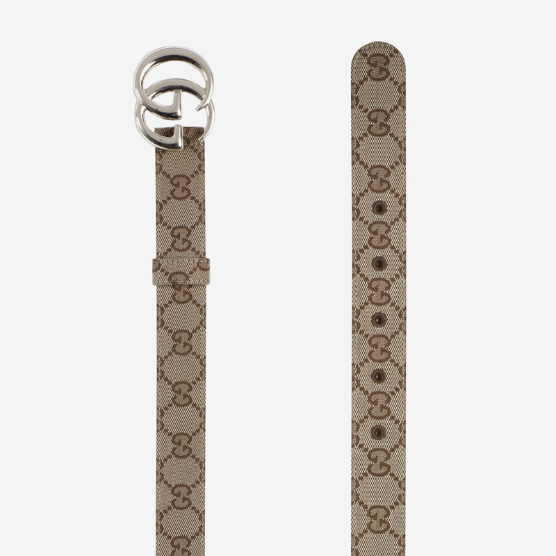 Gucci Double G Logo Belt — Beige Polyester